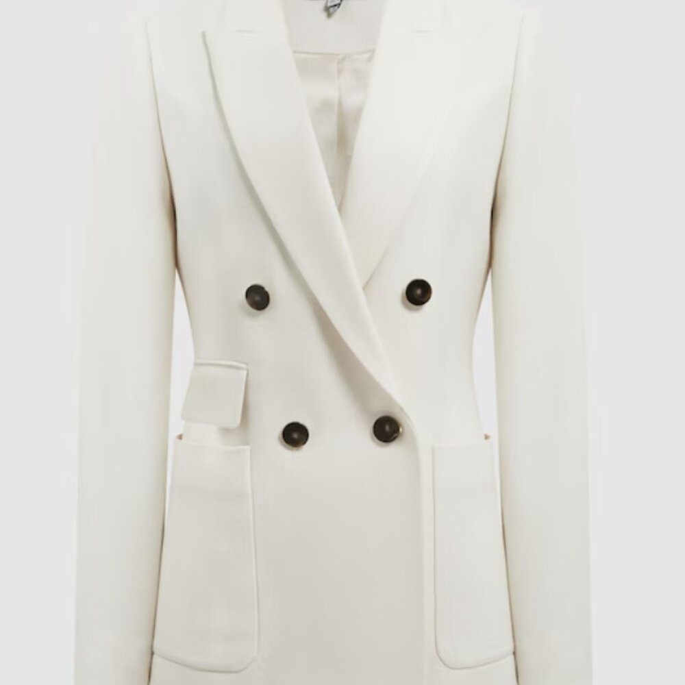 LARSSON white 
DOUBLE BREASTED TWILL BLAZER